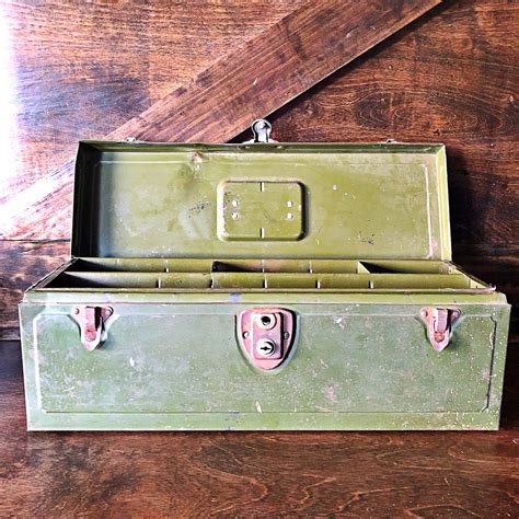 Vintage Metal Tool Box Green for sale 